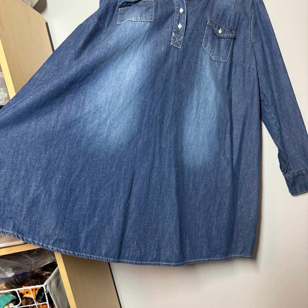 Bit & Bridle western style chambray denim shirt dress 1X cowgirl rodeo - Picture 7 of 9